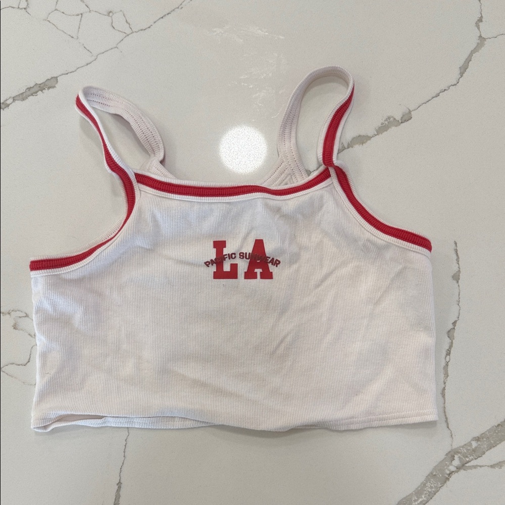 PacSun White and Red Crop Top